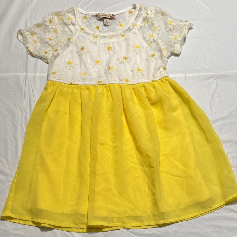 Speechless White and Yellow Floral Kids Dress size small